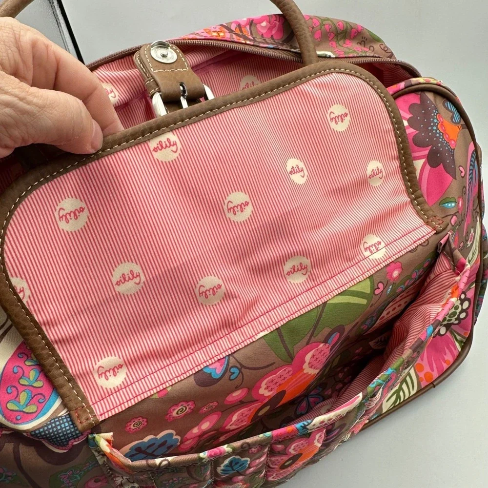 Oilily Carry All Floral Paisley Laptop Travel Bag Wood Brown OCB2203-8100 NWT